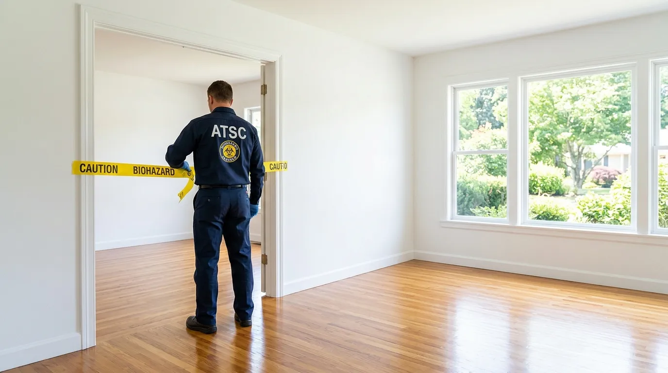 Certified biohazard cleanup crew performing Crime Scene Cleanup in Plainview